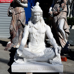 Statua in Marmo Bianco YOUFINE, Grande Scultura del Dio Indù Shiva in Meditazione per Centri Culturali - Product Image 4