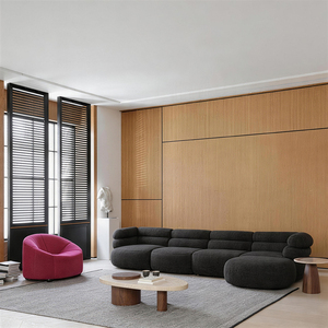 โซฟาโมดูลาร์สีดำสไตล์ร่วมสมัย 4 ที่นั่ง พร้อมเก้าอี้ยาวแบบ Chaise Lounge พนักพิงแบบ Layered Bolster และเบาะรองนั่งแบบหนา สำหรับตกแต่งภายในสไตล์โมเดิร์น - Product Image 2