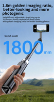 Tripod Tongkat Selfie Magnetik 180Cm Dapat Diperpanjang dengan Remote Control Nirkabel Penyangga Logam Anti Guncangan untuk Fotografi Ponsel Pintar