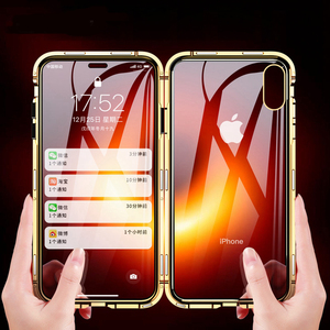 verre Double face pour <span class=keywords><strong>iphone</strong></span> 7 8plus XS Max <span class=keywords><strong>Xr</strong></span> X <span class=keywords><strong>Coque</strong></span> magnétique en métal 360 degrés <span class=keywords><strong>Coque</strong></span> complète pour <span class=keywords><strong>iphone</strong></span> 6 - Product Image 1