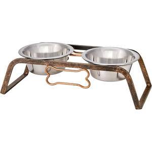 Comedero Doble Elevado para Mascotas, Perros y Gatos, de Acero Inoxidable, Diseño Moderno para Alimentar y Dar de Beber - Product Image 1