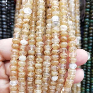 6毫米天然金色头发水晶石英珠愈合手镯天然黄色生锈石英宝石珠宝手镯制作