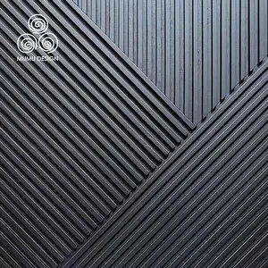 MUMU नॉर्डिक सजावट शैली काले सुंदर लकड़ी साइडिंग Cladding एक्सेंट बोर्ड के लिए 3D लकड़ी की दीवार पैनल