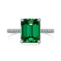 Trendiger Feinschmuck 925er Silberring mit 5A Rosa Saphir, Smaragd Zirkonia und Grünem Quadratischem Stein – 925er Silber Eheringe