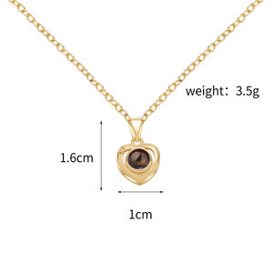 Collana in Ottone Personalizzata con Proiezione Fotografica alla Moda per Donne, Ciondolo con Fiore e 100 Lingue Ti Amo, Gioiello Commemorativo - Product Image 4