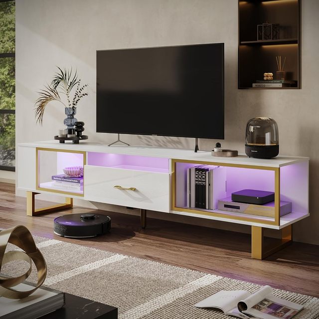 TV Stand With LED Light for TVs up to 80 Inch