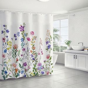 Wholesale Flower Printed Set Customised Digital Printing Floral Design Bathroom Shower Curtain and Rug Sets - Product Image 3