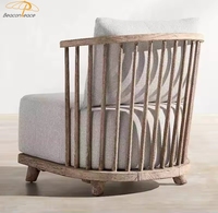Muebles de madera de teca, nuevo sofá de madera maciza de un asiento, diseño de estilo chino, sofá de madera para exteriores con cojín