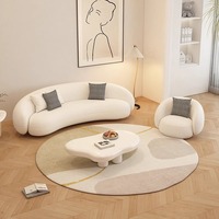 Canapé une place en tissu PU style crème, ensemble de meubles pour salon de beauté, réception, petit appartement, salon moderne, design incurvé