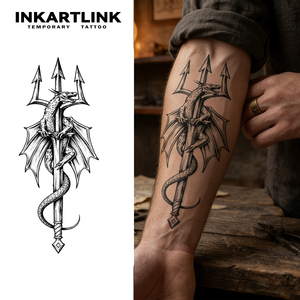 INKARTLINK personnalisé <span class=keywords><strong>Dragon</strong></span> Trident Body Art étanche longue durée 1-2 semaines Semi Permanent <span class=keywords><strong>tatouage</strong></span> autocollant Jagua encre - Product Image 1