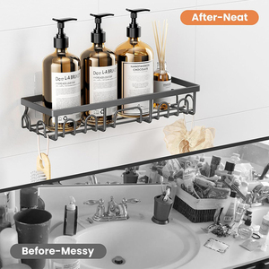 Set di 3 Mensole Adesive per Doccia in Acciaio Inox, Organizer per Bagno con <span class=keywords><strong>Porta</strong></span> Sapone - Product Image 4