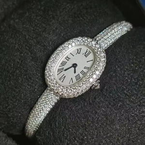 Nouvelle montre à quartz de luxe pour femme 2026, ovale, en acier inoxydable, incrustée de diamants et de saphir, avec aiguilles, très tendance et de haute qualité - Product Image 2
