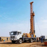 Foreuse hydraulique sur roues à moteur diesel avec stabilisateurs pour puits d'eau, profondeur maximale 600 m, pour usage agricole et de construction