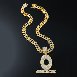 Collier pendentif lettre O tendance hip-hop pour homme, style streetwear, avec chaîne cubaine en alliage, vente en gros de bijoux de mode - Product Image 3