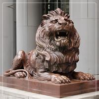 Statue de lion en bronze et laiton de grande taille, coulée en fonderie professionnelle