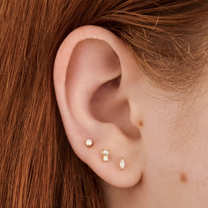 CANNER Lot de 3 boucles d'oreilles clous en argent sterling S925, mini, simples, en forme de lune, étoile, pétales de fleurs et boule, ensemble de boucles d'oreilles géométriques multi-formes - Product Image 6