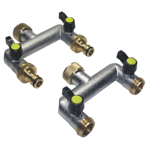 <span class=keywords><strong>Robinet</strong></span> d'arrosage de <span class=keywords><strong>jardin</strong></span> 3/4'' avec deux sorties, distributeur à deux voies, vannes en alliage de zinc pour la connexion de tuyaux d'irrigation - Product Image 1