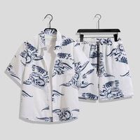 Ensemble chemise et short hawaïen décontracté à manches courtes pour hommes séchage rapide polyester imprimé floral pour tenue de fête à la plage en été