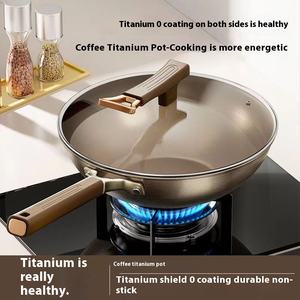 Escudo de titanio Antiadherente Cocina de inducción doméstica Wok Sartén de acero inoxidable Universal para todos los electrodomésticos de cocina - Product Image 3