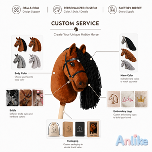 Caballo de Juguete con <span class=keywords><strong>Palo</strong></span>, Personalizado, Realista, Desmontable, de Peluche, Hecho a Mano, para Niños Pequeños - Product Image 5