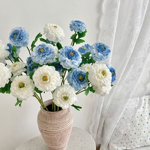 Flores Artificiales de Peonía y Carpa Dragón, Flores de Seda Azules y Blancas, Alta Simulación, Decoración para Bodas y Hogar - Product Image 3
