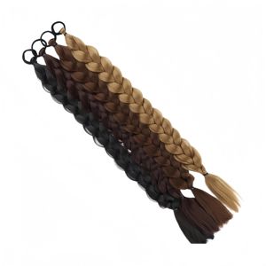 Queue de cheval synthétique tressée avec élastique, tresses de <span class=keywords><strong>boxe</strong></span> pour femmes, accessoires capillaires, 24 pouces, tresses de couleur unie - Product Image 6