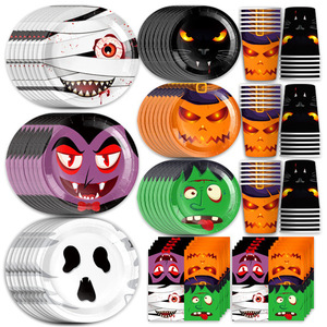 Halloween Party Supplies Paper Plates Cups <b>Tablecloths</b> Decorations For Indoor Halloween Celebration - Product Image 4
