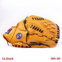 Guantes de Béisbol al por Mayor, Guantes de Entrenamiento de PU, Guantes Amarillos con Absorción de Impactos para Receptor, Guantes de Softbol para Outfield de 12.5 Pulgadas