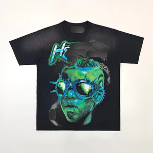 เสื้อยืดสตรีทแวร์ Y2K คุณภาพสูงสำหรับผู้ชาย เสื้อยืดพิมพ์ลายดาวสุดเท่ สไตล์วินเทจ ผลิตจากผ้าฝ้าย 100% แบบสั่งทำพิเศษ - Product Image 2