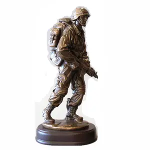 Figurine de soldat militaire en bronze, sculpture en polyrésine, 25 cm