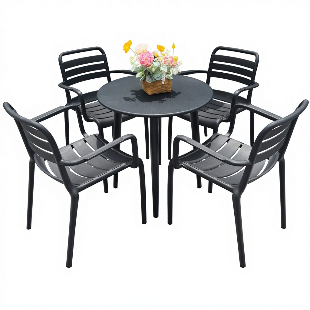 70cm column stand round coffee table+ 4 armchairs