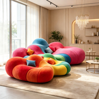 Canapé Bouclé Dégradé Arc-en-ciel Forme Nuage Ondulé Biologique, Canapé de Loisirs Artistique, Meuble Tendance Moderne pour Salon et Villa