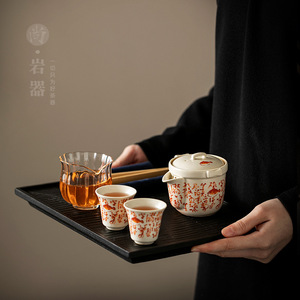 Service à thé Kung Fu en céramique, théière, tasses à thé, plateau à thé, ensemble complet pour le bureau et les invités, style chinois traditionnel, résistant à la chaleur - Product Image 1
