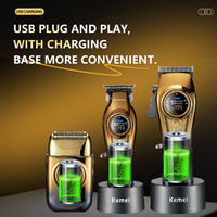 Tondeuse à Cheveux Professionnelle Kemei Max Km-8557 Pro Super Luxe Combo – Kit de Coiffure Sans Fil avec Station de Recharge Électrique