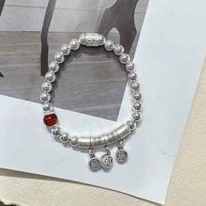 Pulsera de Bolas de Plata de Ley S925 con Dijes, Joyería Unisex, Regalo - Product Image 4