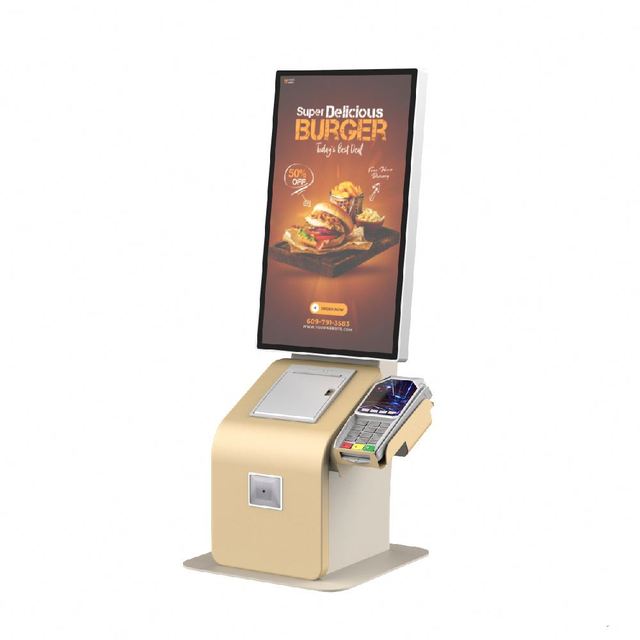 21.5 Inch Self Ordering Kiosk with QR Scanner Barcode Reader SDK 80mm Thermal Printer for Restaurant Fast Food Ordering
