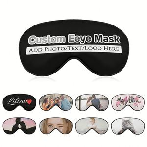 Masque pour les yeux en soie simulée, réglable, pour dormir, avec logo personnalisé - Product Image 2