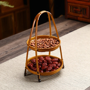 <b>Bamboo</b> Woven Single Layer Pastry Tray Round 1-3L Handmade Standing Type Food Container Chinese Style Tea Fruit <b>Basket</b> - Product Image 3