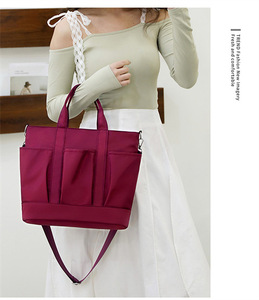 Fashion Nylon <b>Zip</b> Closure Large <b>Tote</b> Shoulder Bag Multi-colors Lightweight Polyester Lining Eco-Friendly - Product Image 6