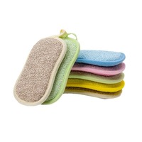 Éponge de cuisine en microfibre double face écologique, réutilisable, anti-adhésive, pour la vaisselle, tampon à récurer, prix usine