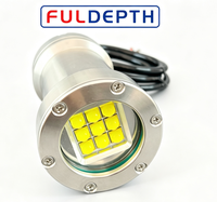 Lampe LED sous-marine FD LL 063 100W 10000lm, profondeur 300m, 24 à 48VDC, acier inoxydable 316L, contrôle PWM RS485 pour ROV