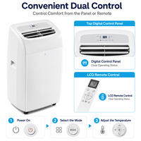 Climatiseur Portable Vertical Refroidissement Uniquement Télécommande USB/Électrique 11 900-20 999 BTU/h Contrôlé par Application pour Maison et Bureau