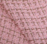 Tissu Tweed Élégant Vintage en Promotion, Tissu Tweed Doux Tissé Populaire 100% Polyester Rose Bouclé pour Robe