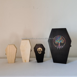Humidificateur en bois en forme de cercueil sur le thème d'Halloween Doublure de boîte de cachette marron pour la collection de cigares Organisateur de cadeaux OEM disponible - Product Image 6