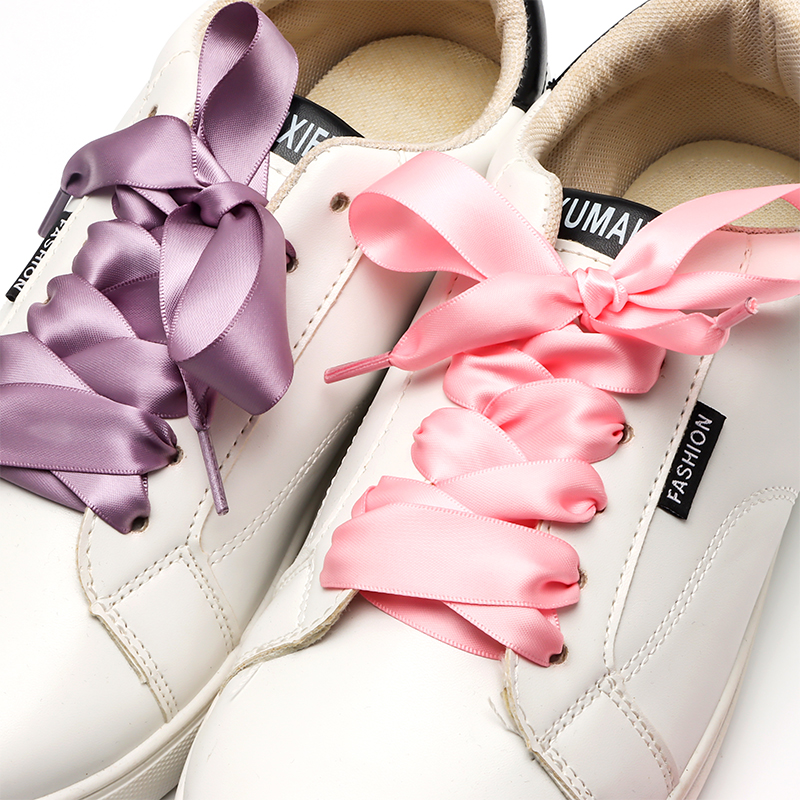 Pink Satin Ribbon Shoelaces Shoe Laces For Womens Sneakers AUEAR