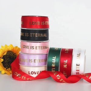 Feuille d'or personnalisée de haute qualité Saint Valentin Fête des mères Toujours à vos côtés L'amour est éternel ruban imprimé pour fleur - Product Image 4