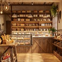 Usine personnalisé en bois massif café vitrine LED pour point de vente de luxe design d'intérieur