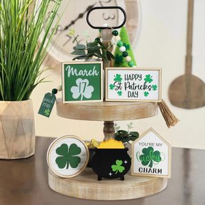 Ensemble de décorations Shamrock pour la Saint-Patrick, plateau superposé en MDF, décoration pour la maison, centre de table, fête, 6 pièces - Product Image 5