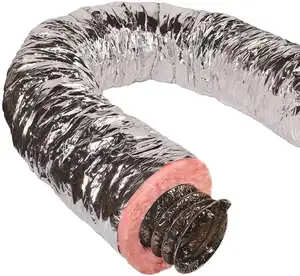 100mm 300mm Diameter Aluminum Foil faced fiberglass duct insulation HVAC insulated flexible duct