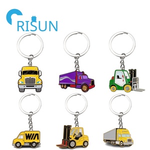 Chariot élévateur personnalisé en usine camion à plat émail pendentif porte-clés Llavero Logo personnalisé camion remorque porte-clés chariot élévateur porte-clés - Product Image 1
